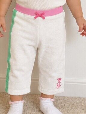 Juicy Couture Baby Terry Capris Pants White Pink Mint | 12-18 Months